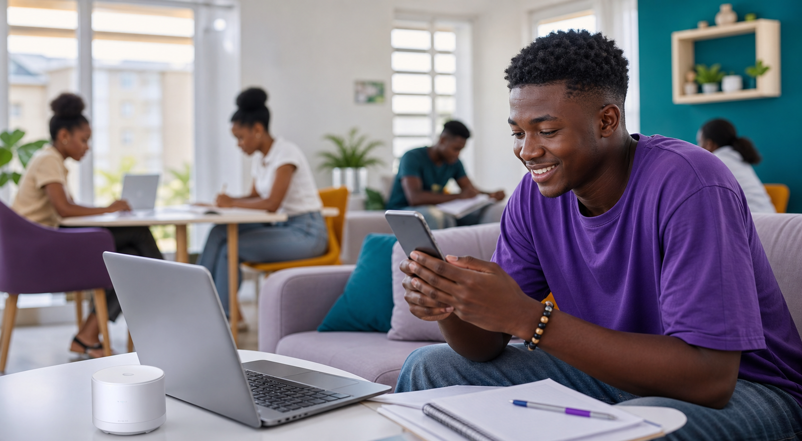 Student selecting an IAG internet package on a smartphone